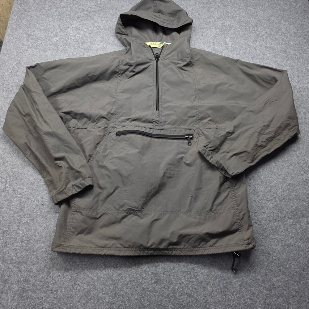 Vintage LL Bean Anorak Windbreaker Jacket Gray Pullover Hooded RN 71341 Large